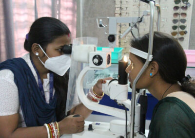 Eye exam being given