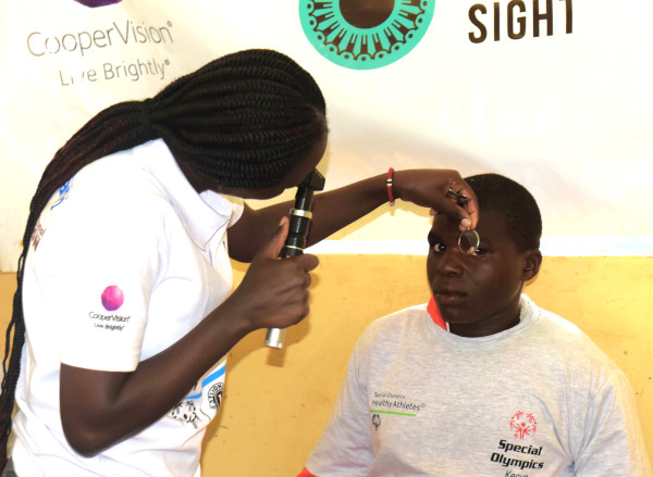 Special Olympics 2025 Annoucement Photo_cropped Photo of a Special Olympics athlete receiving an eye exam.