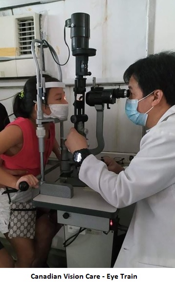 An eye exam being given at the Eye Train in the Philippines
