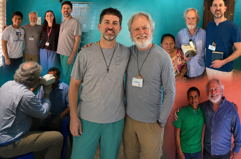 Collage of photos of Oxford Eye Clinic volunteering in Honduras