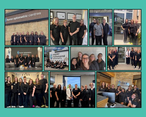 A collage of photos from Doctors Vision Group locations across Canada
