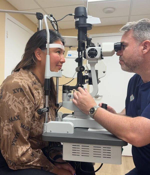 Eye exam being given at the Wabano Eye Clinic